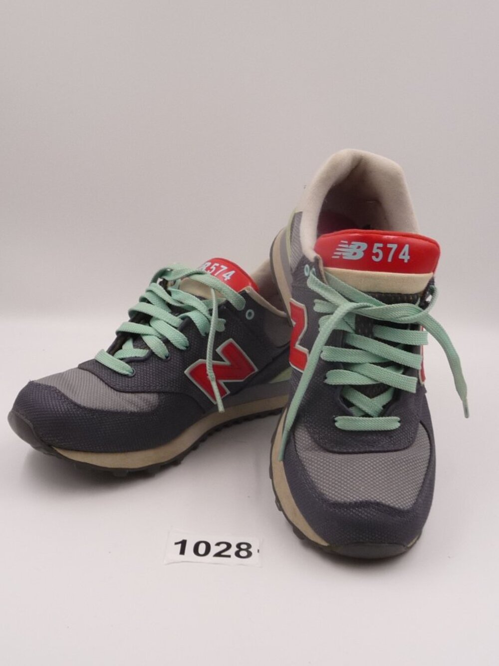 New Balance 574 Women’s Gray Coral/Red Mint Classic Sneakers - Size 9
